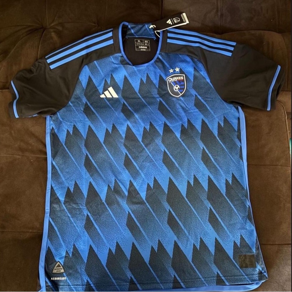 adidas San Jose Quakes Blue and Black Men's Soccer Jersey